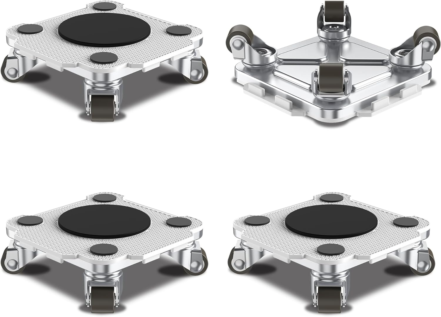 ONEON Furniture Mover Pro Set - Enhanced Dolly and Lifter with Custom TPE Wheels for Easy Furniture Lifting and Moving - Professional Tool for Effortless Furniture Transport (Black 4Dollies + 1Lifter)