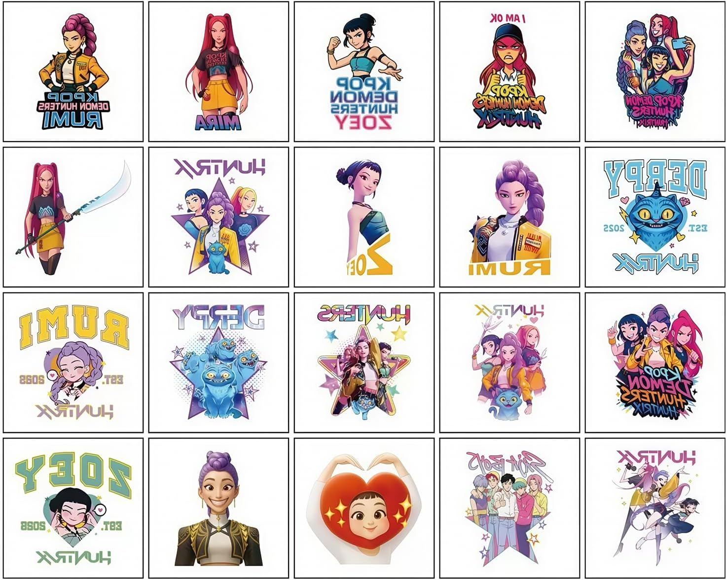 40Pcs Kpop Demon Hunters Temporary Tattoos for Kids,Birthday Party Supplies Decoration Favors,Cartoon Characters Movie Cute Sticker Gifts for Girl Boys Home Activity Class Prizes Christmas Rewards image number 2