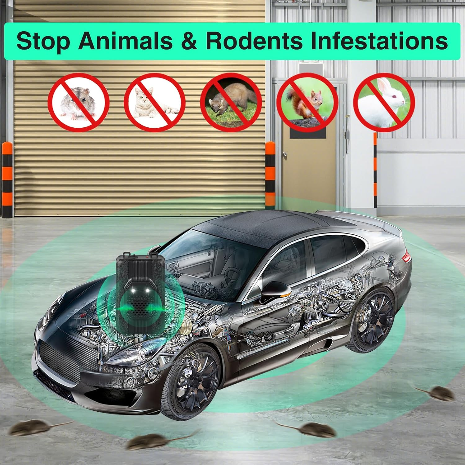 Car Rodent Repellent under Hood Rat Repellent Ultrasonic with Strobe Light,Rodent Repellent for Car Engines Squirrel Repellent for Car,3 Power Mouse Deterrent to Keeping Rodents Out of Car (4) image number 4