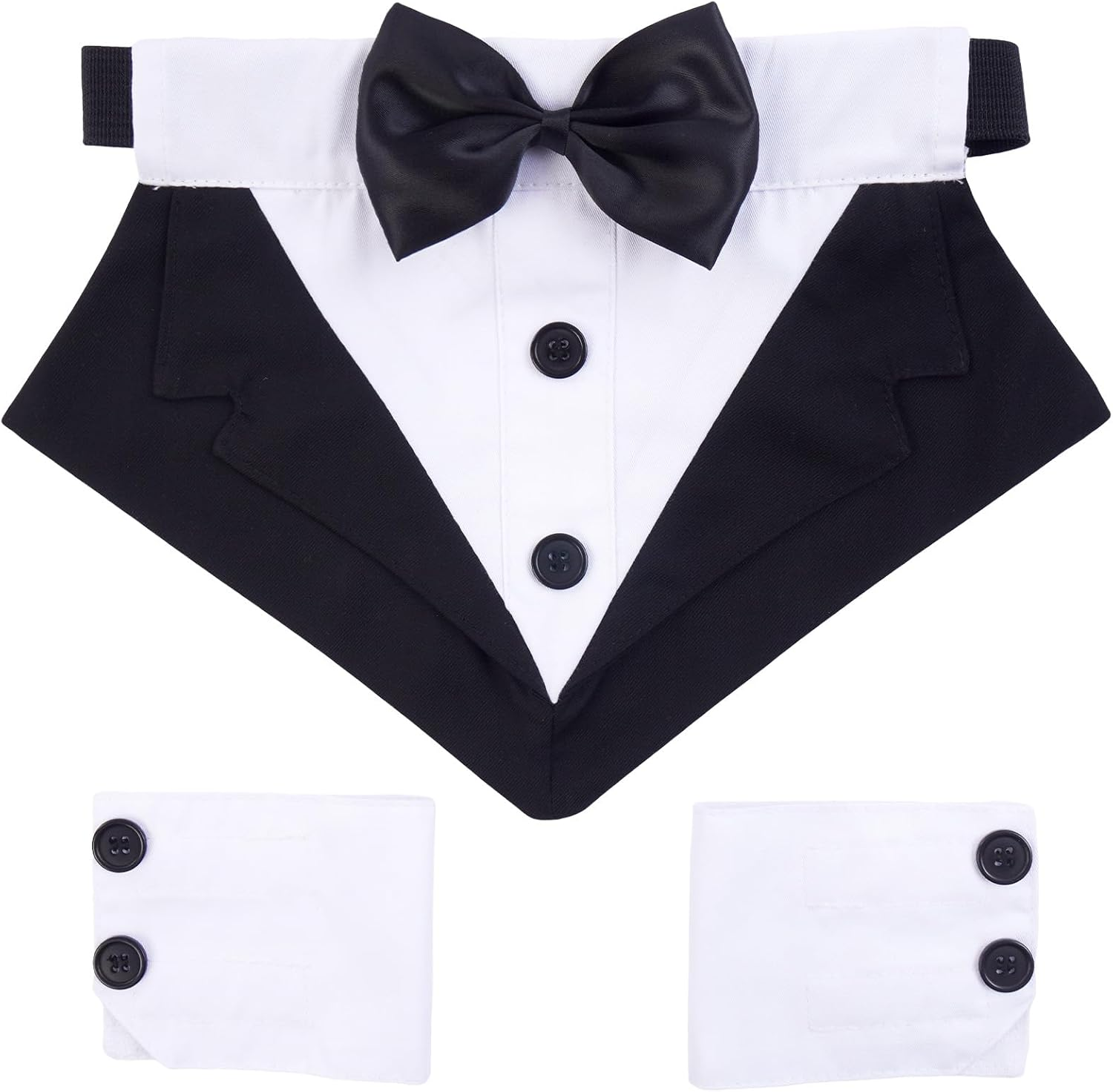 Lelepet Dog Tuxedo with Cuffs Dog Weeding Bandana Collar with Bowtie Adjustable Dog Tux with D-Ring Puppy Birthday Outfit Party Engagement Costume for Small Medium Large Dogs image number 5