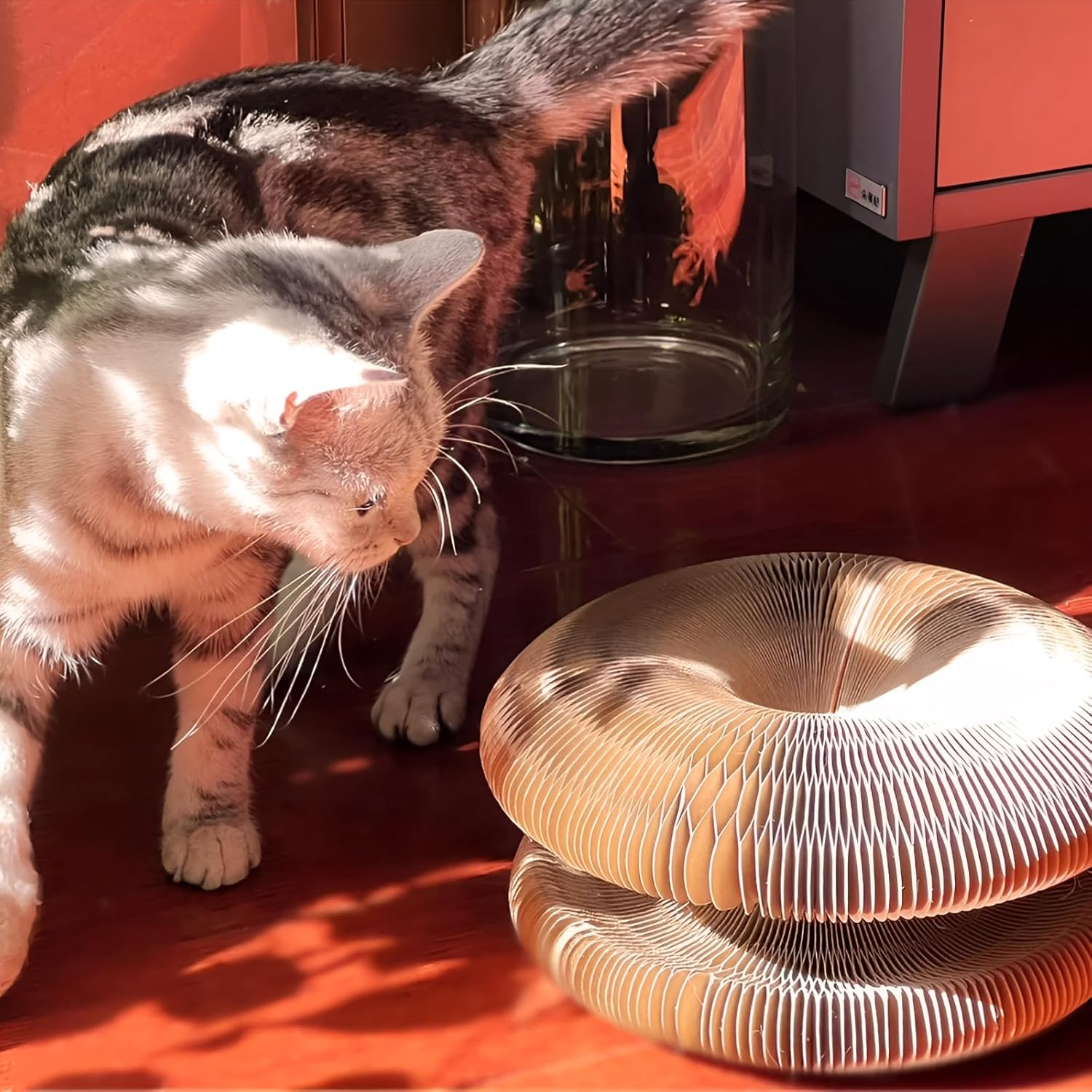 Magic Organ Cat Toy, 1PC Magic Organ Cat Scratching Board, Magic Organ Cat Scratch Board Cat Toy with Bell Cat Grinding Claw, Foldable Magnetic Corrugated Paper Circular (Classic, Count, 1)