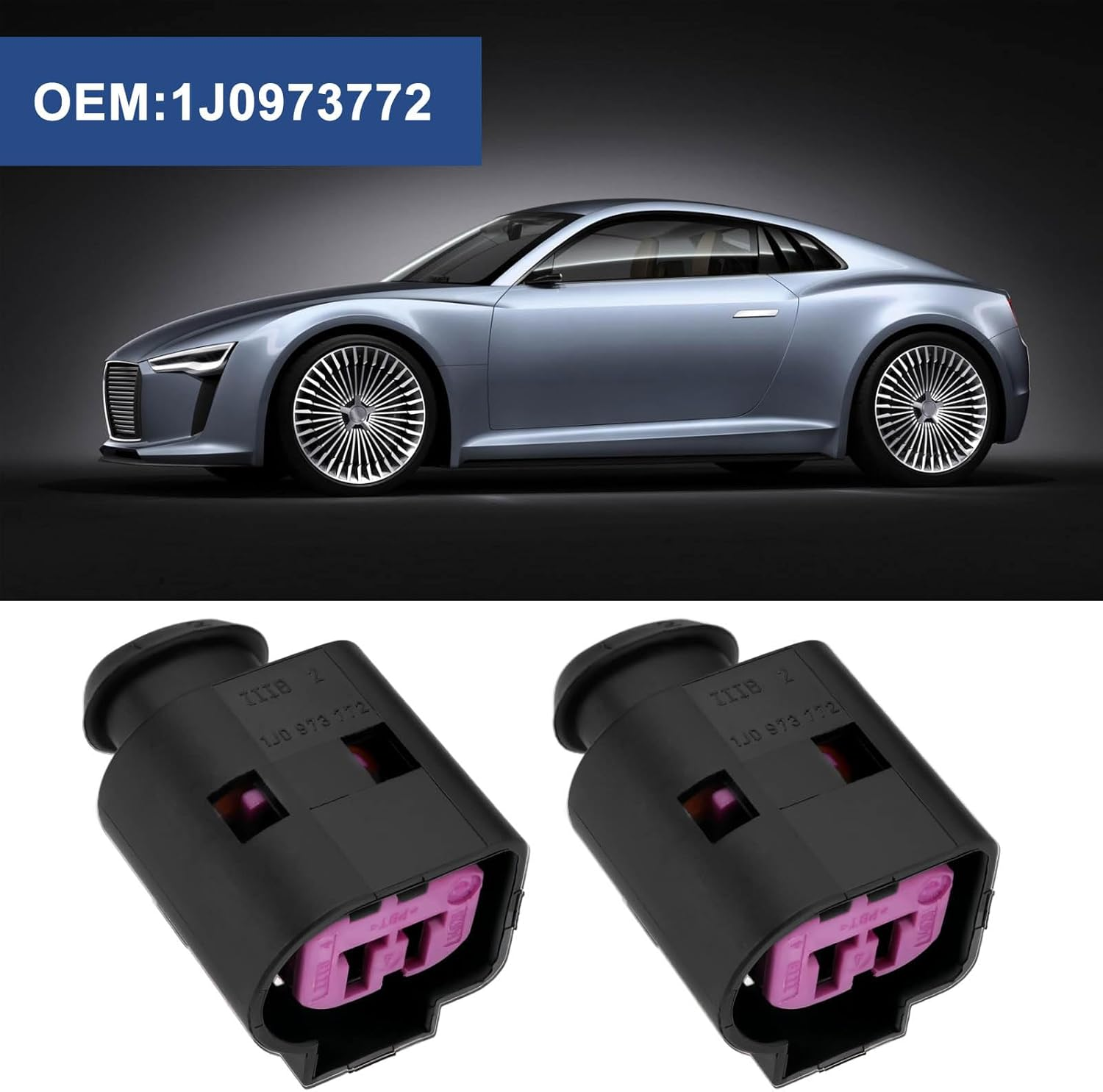 Ecsing 2 Set 2-Pin Sealed Female Repair Plug Connector 1J0973772 Alternator Compatible with Audi Compatible with VW Compatible with Seat Compatible with Sokda image number 2