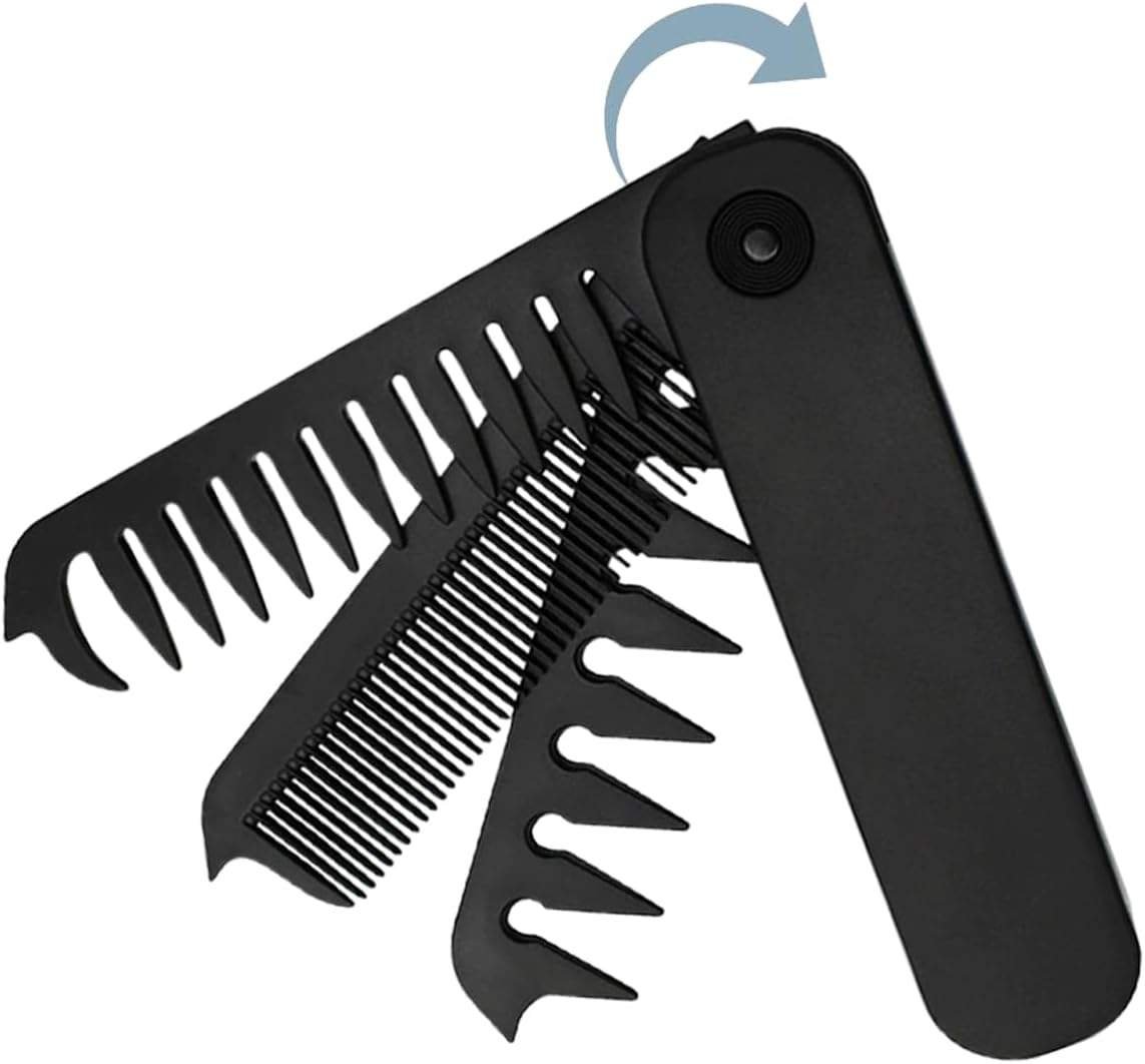 Xasbseulk Pocket Folding Comb | Men Travel Foldable Beard Comb - Fine & Wide Tooth Styling Hairbrush for Commuting Gym Boyfriend Outdoor Holiday Dad Travel Business Trip Daily image number 3