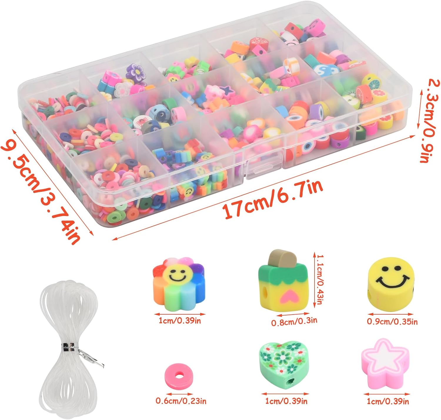 300 Pieces Colorful Clay Bracelet Bead Making Kits image number 2