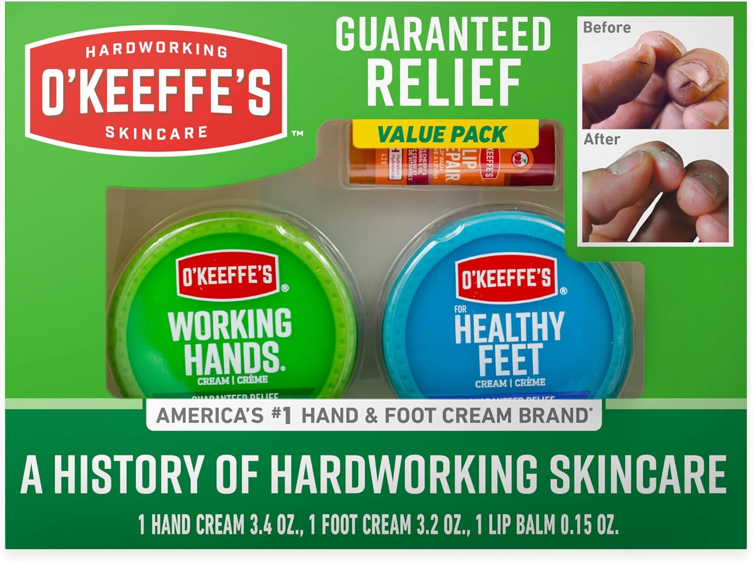 O'Keeffe'S Giftbox Including Lip Repair with Cherry and Vitamin E Oil Stick, Working Hands Jar and Healthy Feet Jar, Gift Idea image number 3