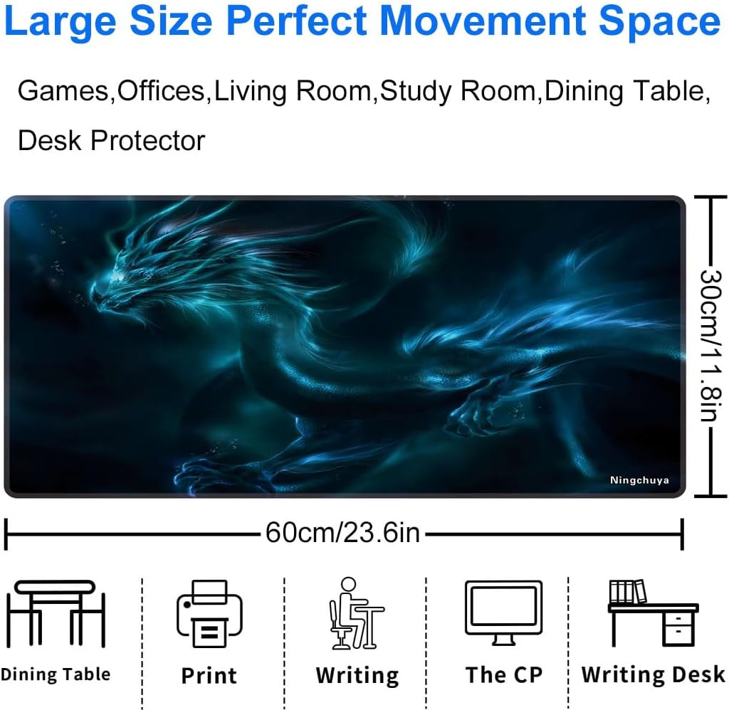 Mouse Pad, Large Desk Mat on Top of Desk Keyboard Playmat, 23.6X11.8In Extended Mouse Pad for Work, Game, Office, Home (6030 Dragonnew) - 6030 Fantasymoon image number 6