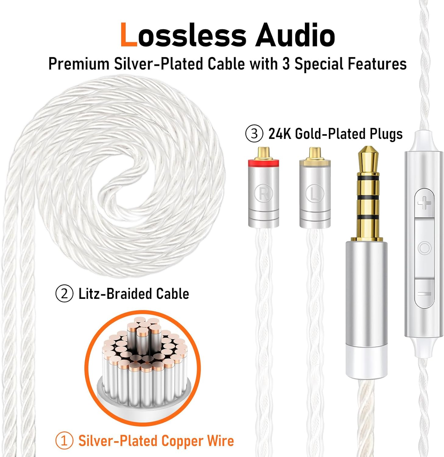 Vibes 202M Wired Earbuds - Hifi in Ear Monitor Headphones - Noise-Isolating Ear Buds W/ Mic - Clear Sound, Deep Bass & Comfort-Fit Gaming Earphones - MMCX to 3.5Mm & Silver Plated Cord, Carrying Case image number 2