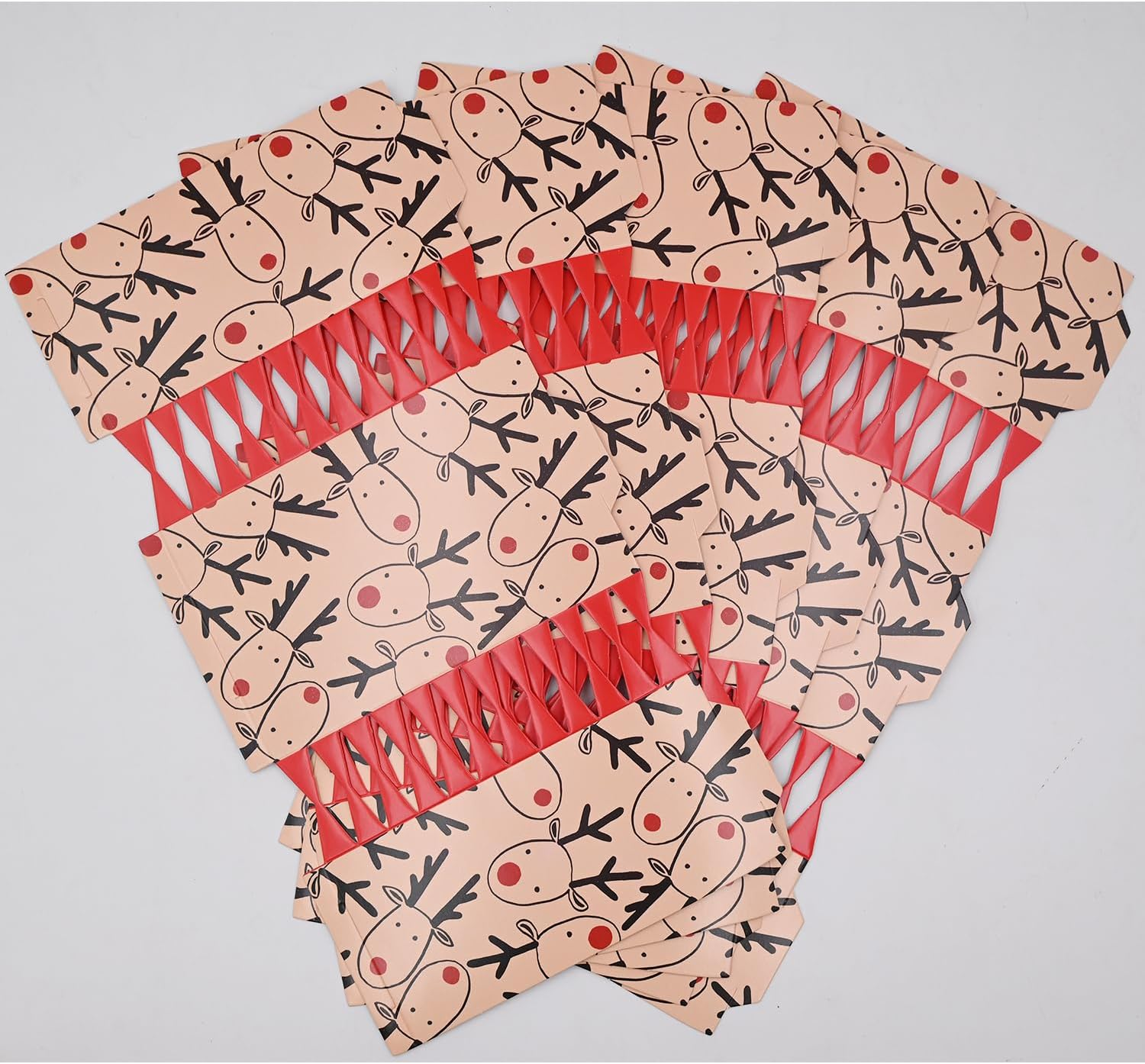 Volsha 10 Luxury Chritmas Crackers, 10 Hats 20 Strings Christmas Party Game Deer DIY Cracker Festive Seasonal (Brown) (Brown) - Red image number 7