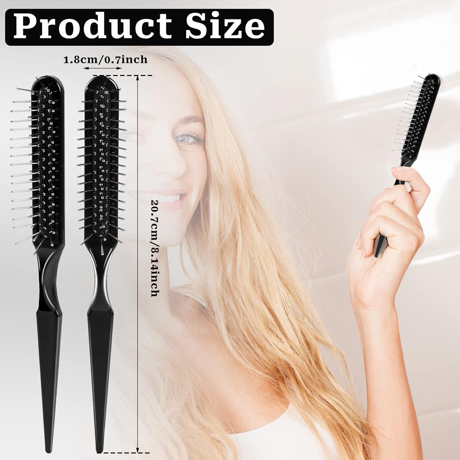 Pack of 3 Wig Hair Brushes, 3 Rows Wig Wire Brush Black Styler Brush Travel Size Metal Combs for Synthetic Wigs Detangling, Hairdresser, Beginners