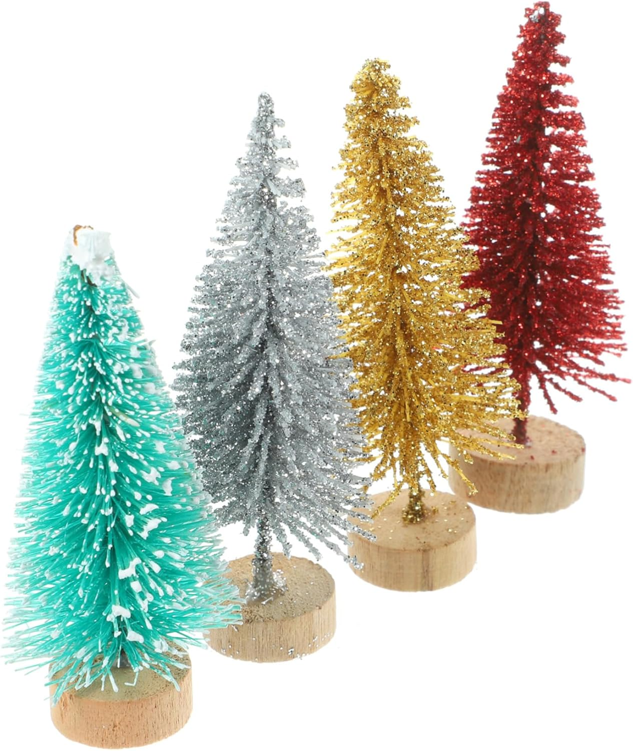 48Pcs Miniature Xmas Trees Wooden Base Realistic Simulated Christmas Tree Decor for Home Office and Holiday Parties Vibrant Colors Including image number 2