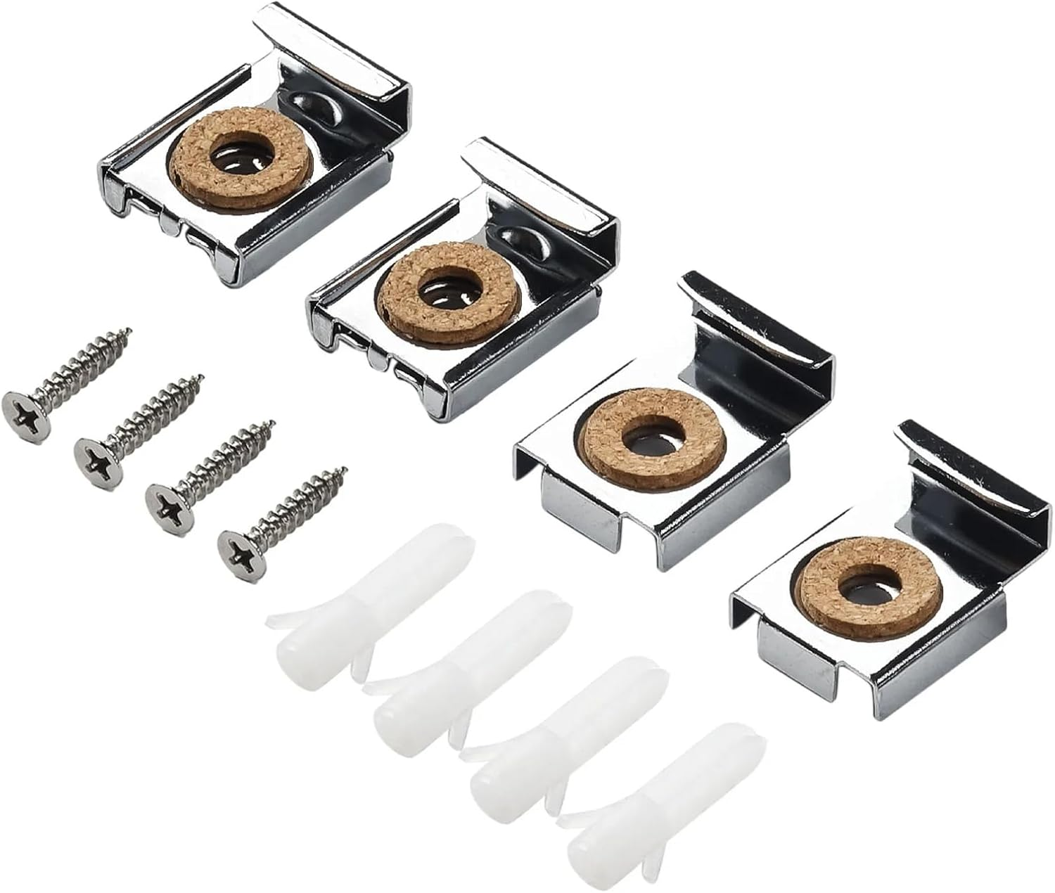 YUENTOEN Mirror Hanger Clips Set, 2 Sets (8 Pieces) Metal Spring Loaded Mirror Hanger Clips with Plugs and Screws