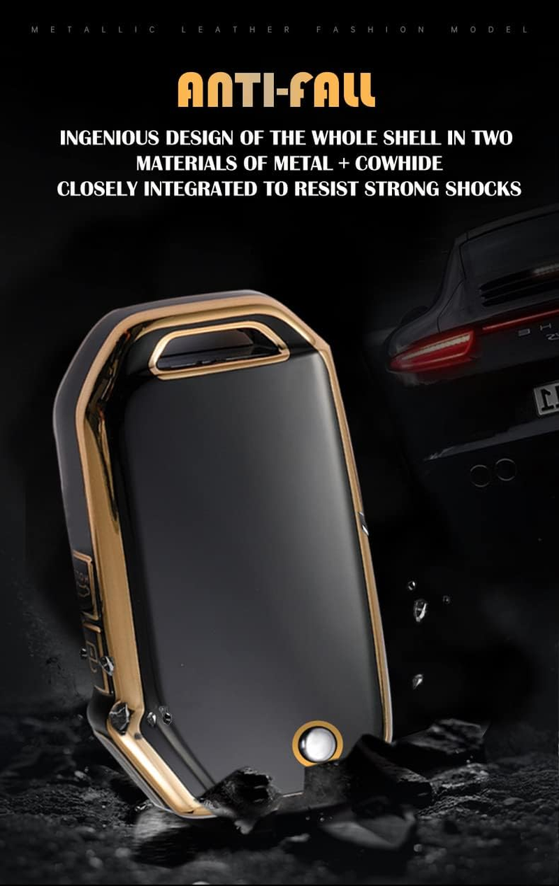 HIBEYO Flip Key Fob Cover for Kia Forte NIRO Cerato 2019 K3 Gt Seltos S Sportage 2020 Sorento Ceed CD Forte 2018 2019 Serato BD 2018 for KIA Accessories Smart Key Keychains-White - Black image number 4