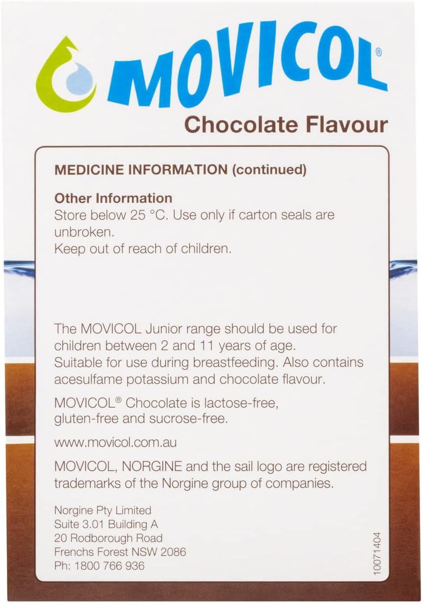 Movicol Constipation Relief Powder Sachets, Adult, Chocolate image number 3