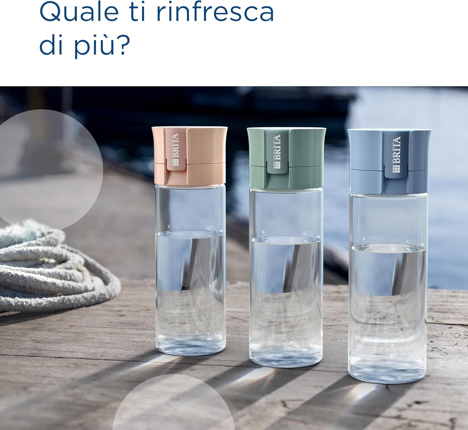 BRITA Water Filter Bottle Model Vital Apricot (600 Ml) Including 2 Microdisc Filters - Practical Water Bottle with Water Filter for Travel, Filters Chlorine & Bacteria When Drinking/Dishwasher Safe image number 1