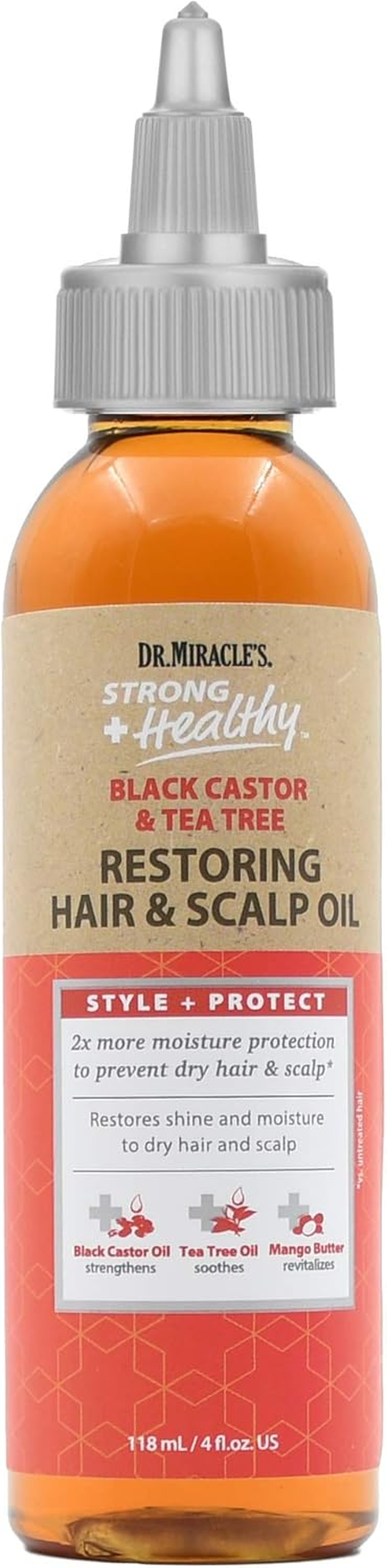 Dr. Miracle'S Strong & Healthy Restoring Hair & Scalp Oil. Contains Black Castor Oil, Tea Tree Oil and Mango Butter Providing 2X More Moisture to Prevent Dry Hair and Scalp. image number 3