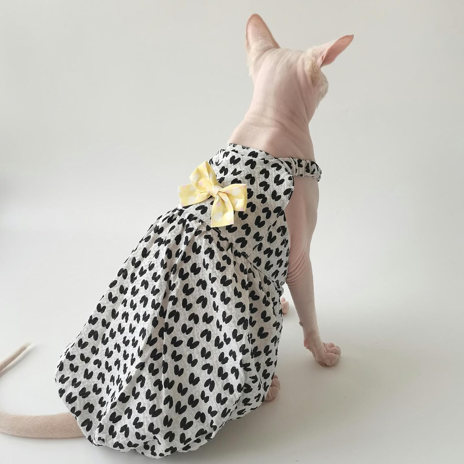 IUOUTG Girl Hairless Cats Clothes Summer Soft Sphynx Cat Shirt Cute Kittens Princess Dress with Bow Tie Cat Pullover Vest for Cats & Small Dogs Apparel