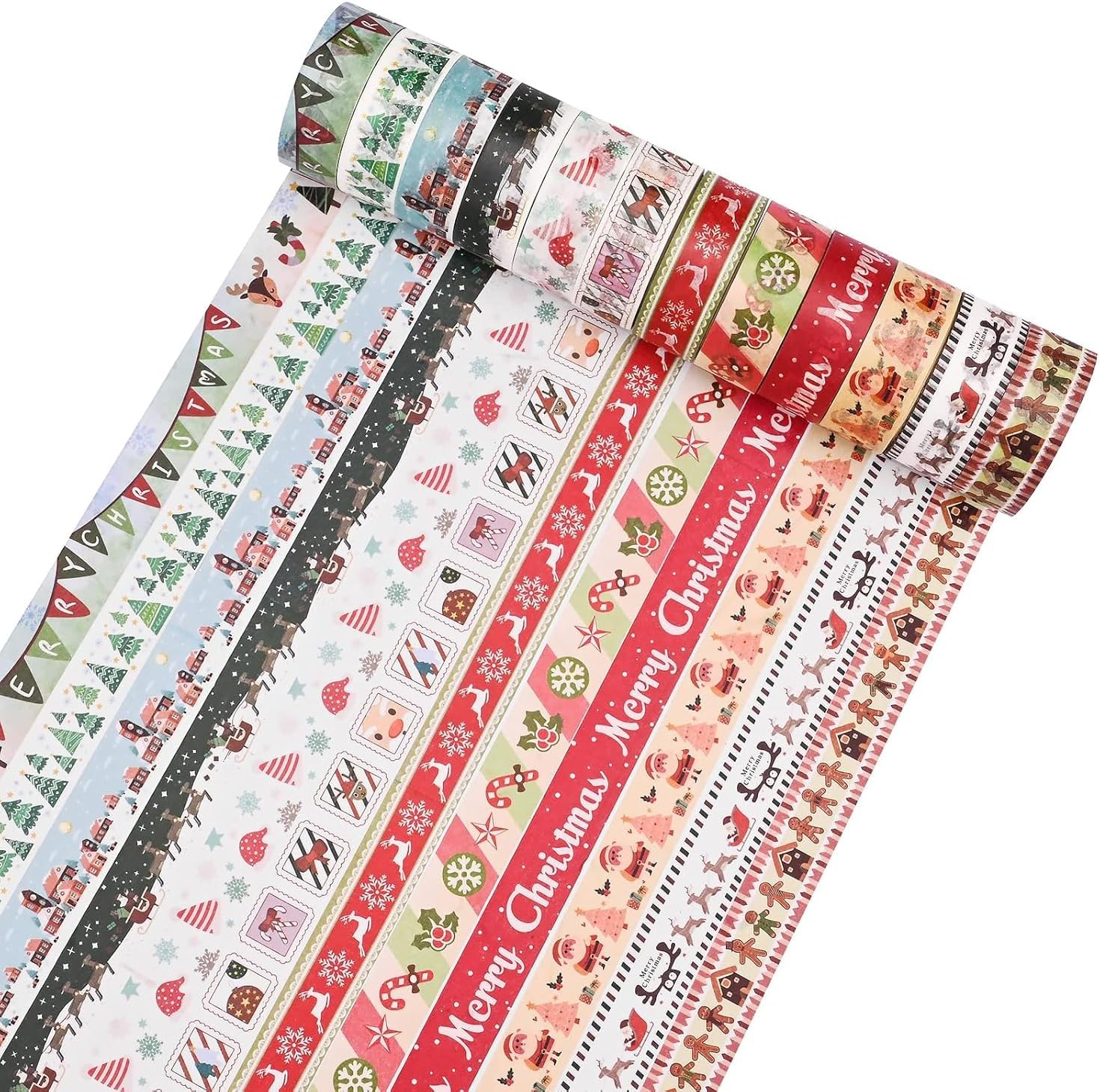 Christmas Washi Tape Sets, 12 Washi Masking Tape Christmas Decorative Tape for Gift Packaging Scrapbooking DIY Handicrafts Gift Wrapping image number 5