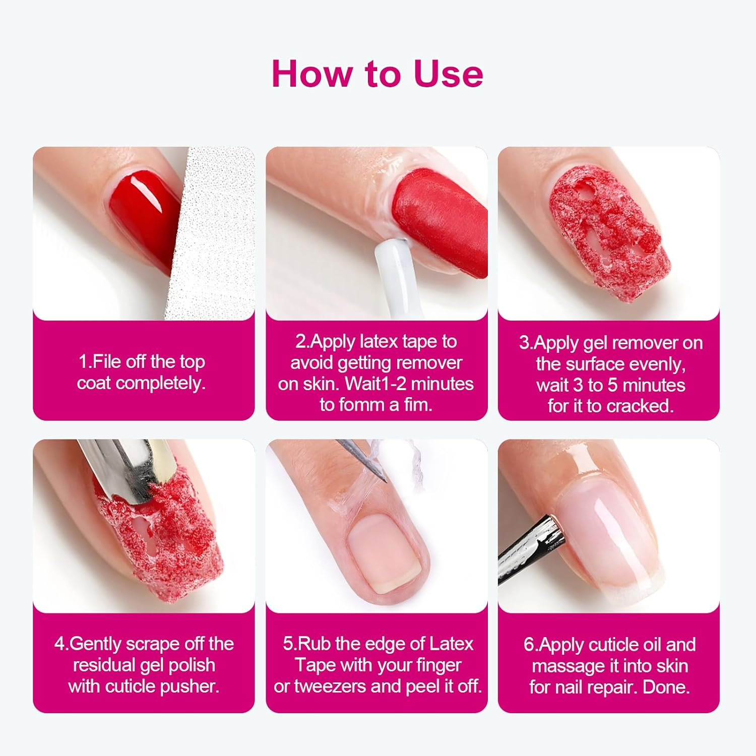 Gel Nail Polish Remover with Latex Peel - 15Ml Quick Gel Remover for Nails, Easy Removal in 3-5 Minutes, No Wrapping, No Soaking, Cuticle Pusher Set image number 2