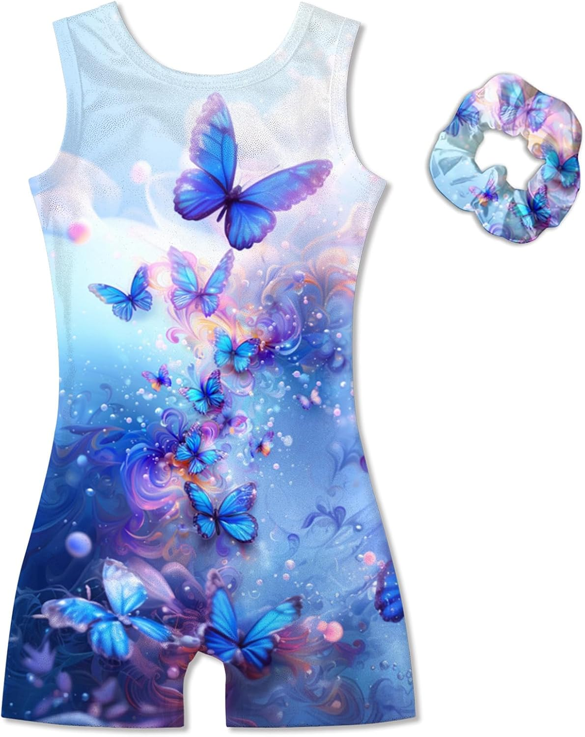 Vogseek Leotards for Girls Gymnastics Kids Biketards Size 4-12 with Scrunchie