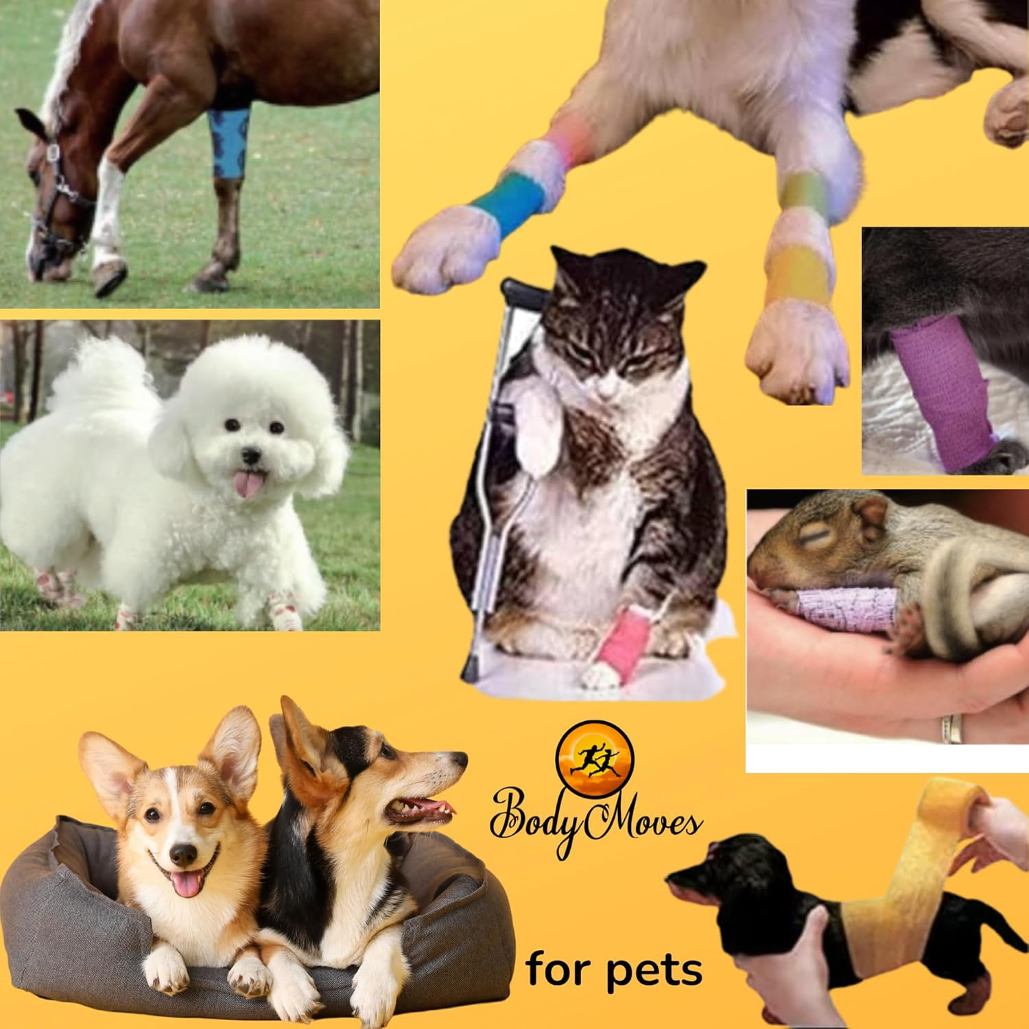 Bodymoves Self Adhesive Bandages Wrap Sports, Bandage Wrap for Sports, First Aid Tape 2Inches X 5 Yards 6 Beige 6 Black