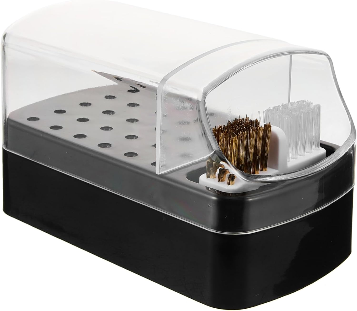 Nail Drill Bit Storage Container with 30 Holes Black Manicure Organizer Box Dustproof Display Case for Professional Nail Technicians with Cleaning Brush image number 5