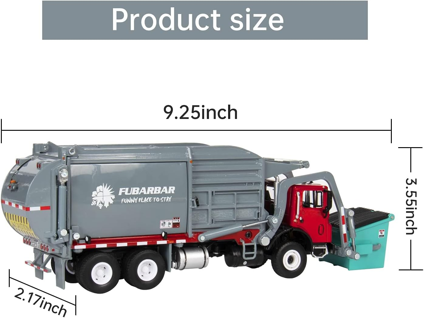 Hobby Crazy Diecast Bin Truck Rubbish Recycling Material Transporter 1:24 Scale KDW 625040 Detailed Diecast Alloy Interactive Garbage Tipping for Kids and Collectors image number 2