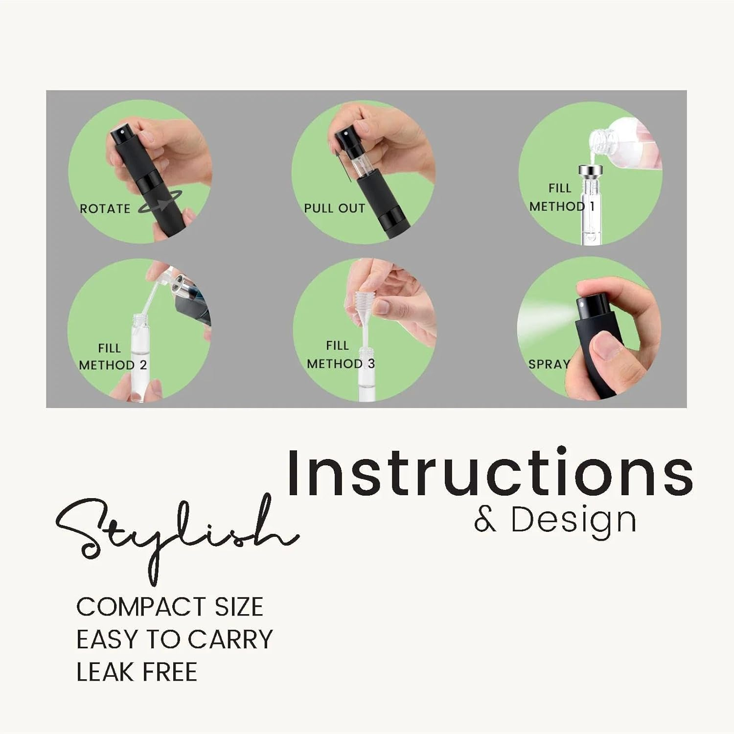 Travel Perfume Refillable Bottle, Mini Portable Atomizer Sprayer Leak-Proof for Pocket & Purse, Present for Travelers（5 Colors） - Abvian