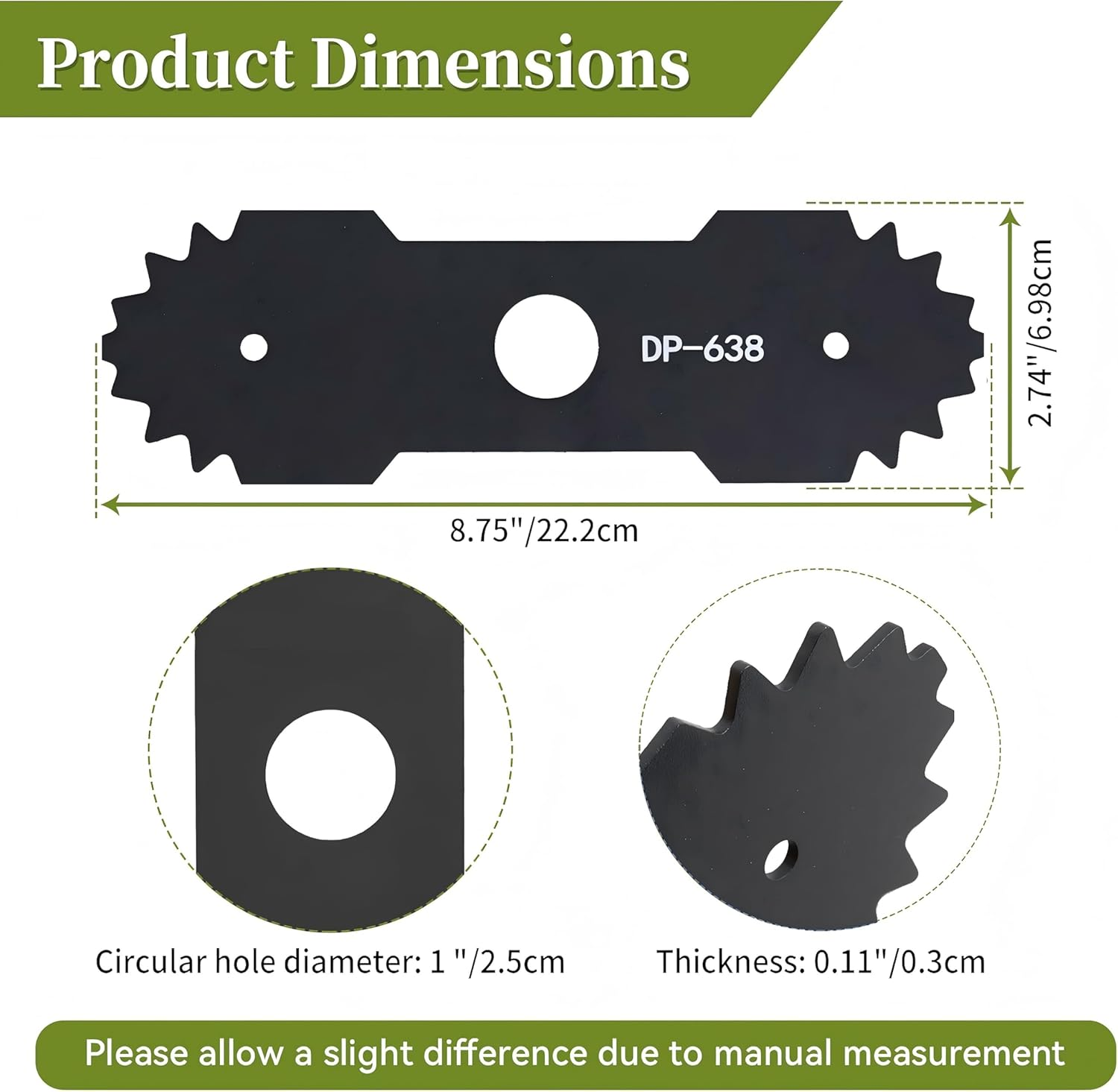 2 Pcs 9 in 638006008 Edger Blade with Teeth Compatible with Ryobi Edger,Heavy Duty Durable Steel Edger Blade Replacement 638006007 RY13050(A) RY15518 RY40030 P2300 RY40706 S20300 Edger Center Hole 1"
