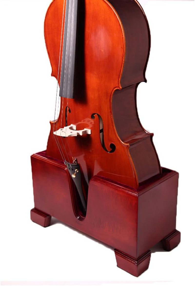 Paititi Premium Cello Burgundy Solid Wood Stand Velvet Plush Cushions 4/4 Full Size