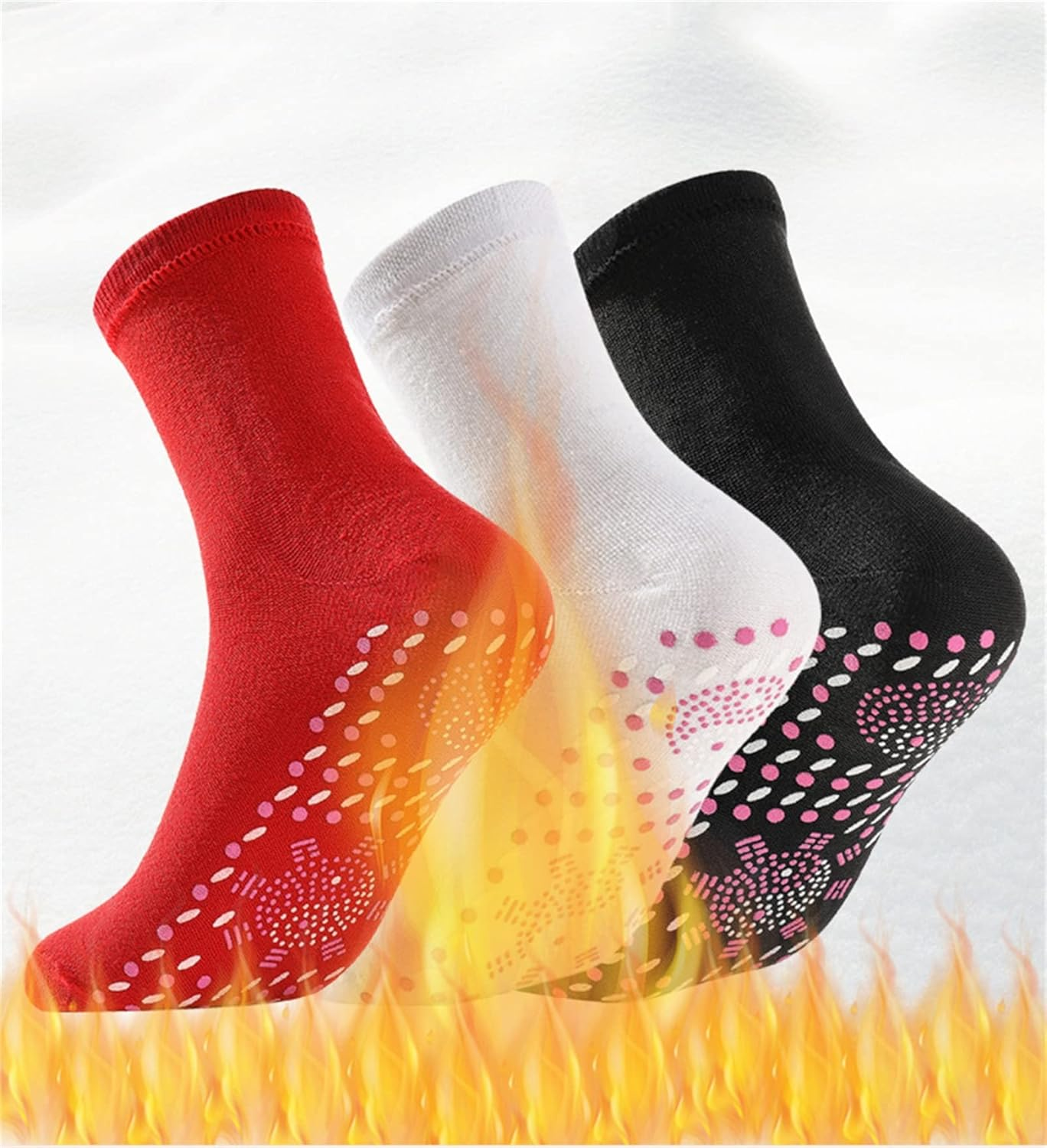Self-Heating Socks for Men Women, Tourmaline Socks, Anti-Freezing Winter Warm Foot Socks, Tourmaline Massage Socks Breathable Comfortable for Outdoor Hiking Skiing Camping Fishing|2 Paris,Red,1Pairs image number 4
