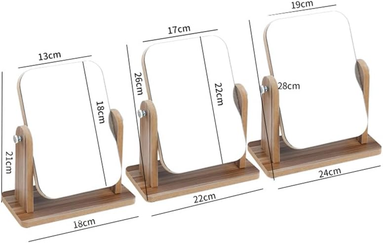 Wooden Vanity Mirror with Stand, Portable Design Wood Table Vanity Makeup Mirrors - Rectangle Wall-Mounted Mirrors Desk Mirrors for Living Room Bedroom (Small) image number 5