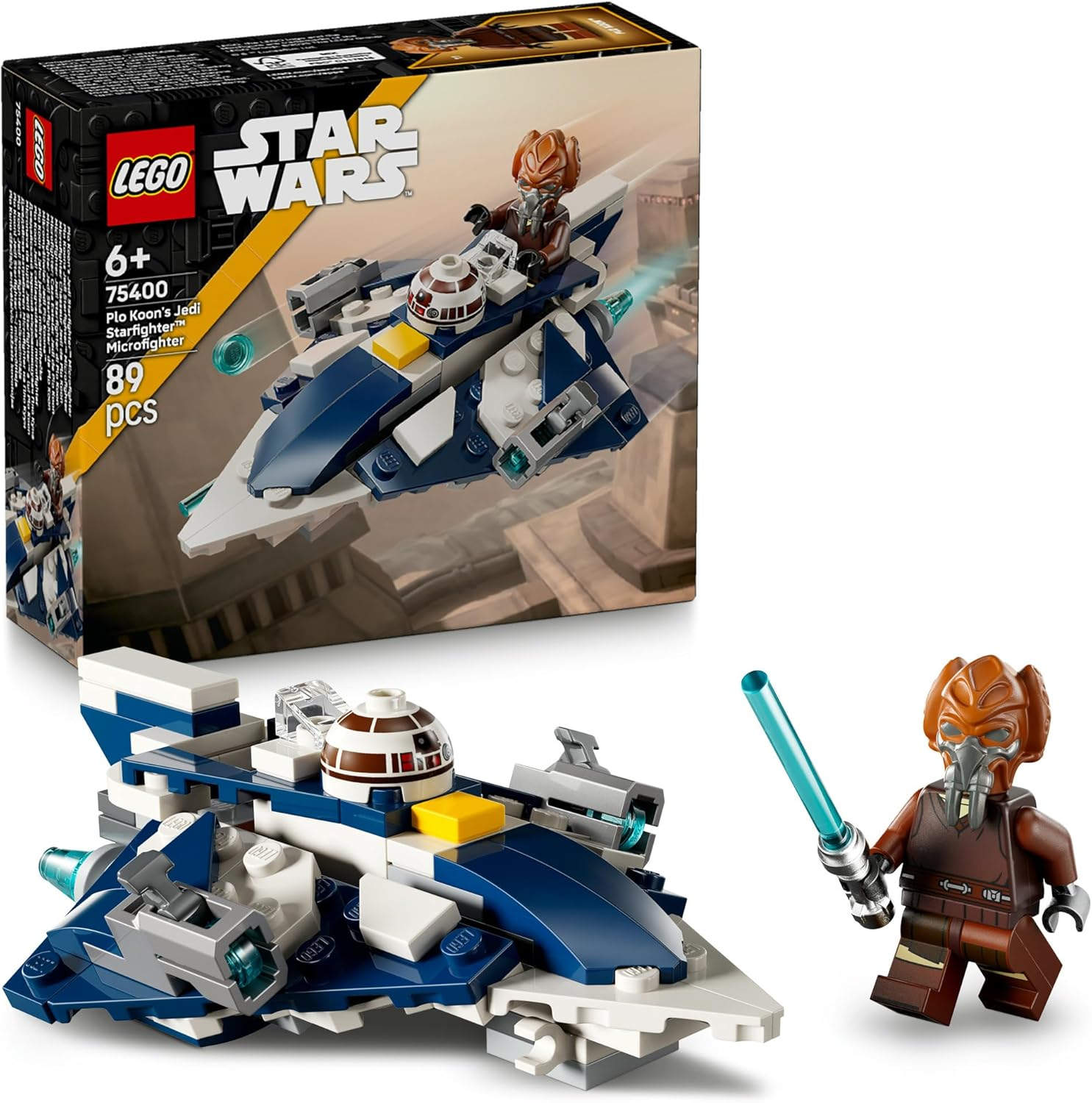 LEGO&reg; Star Wars: the Clone Wars&trade; Plo Koon&rsquo;S Jedi Starfighter&trade; Microfighter 75400 Collectible Building Toy for Kids, Toy for Boys, Girls and Fans Aged 6 Years Old and Up, Includes a Blue Lightsaber&trade; image number 6
