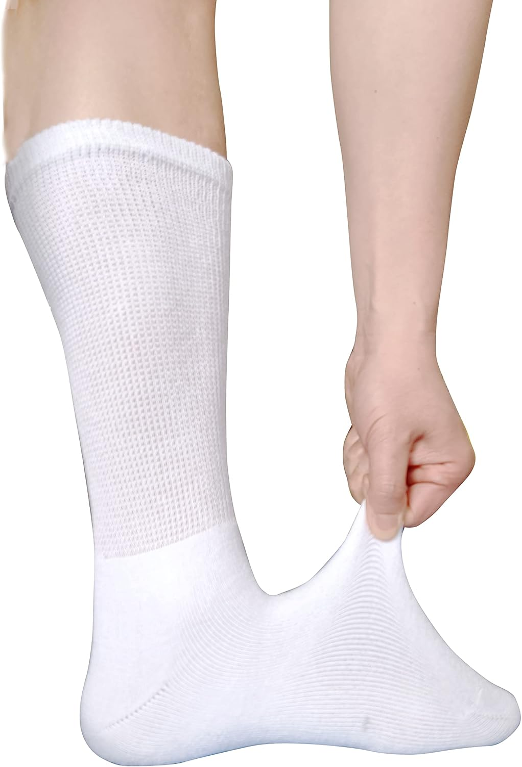 Men Diabetic Socks Extra Wide Non Binding Crew Sock Cushioned Moisture Wicking Socks Loose Top Edema Thick Ankle 3 Pairs - B-Black (3 Pairs) image number 5