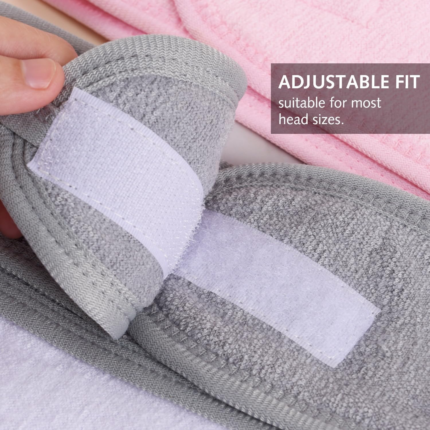 Pack of 4 Spa Headbands, Self-Adhesive Adjustable Headband for Face Washing, Make-Up, Beauty, Face Bow, Yoga Towel
