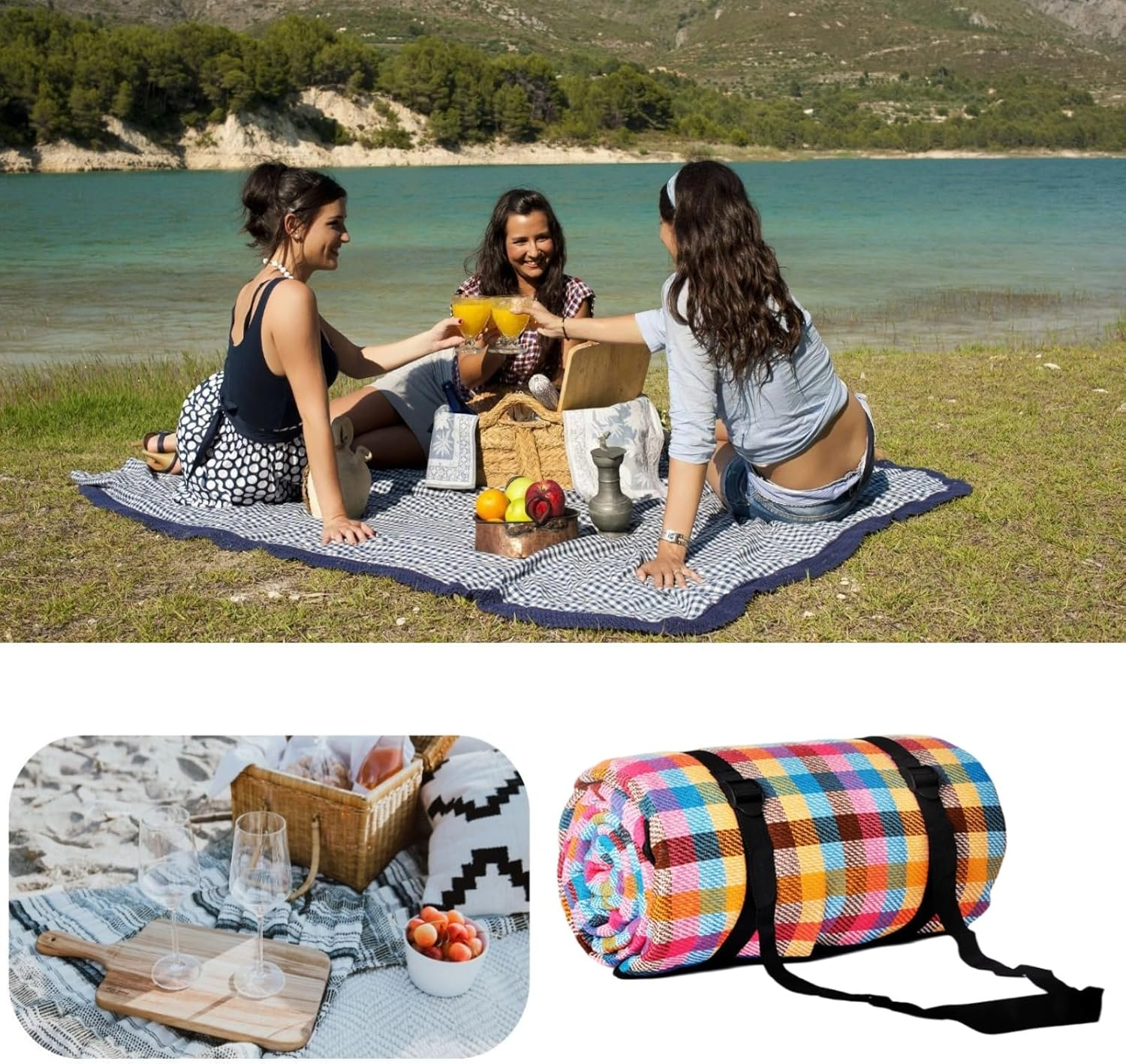 Poemtian Picnic Blanket, Waterproof Foldable Picnic Blanket, Large 200X200Cm, Extra Large Picnic Blanket for Outdoor Fun image number 5