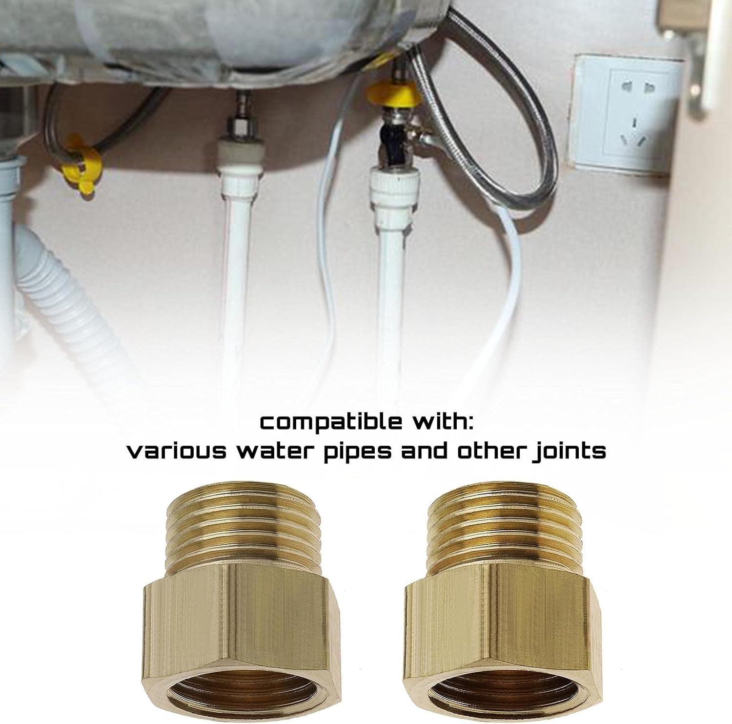 Emsea 4X Brass 3/8 Inch Female Pipe X 1/4 Inch Male Pipe Reducing Conversion Adapters image number 1