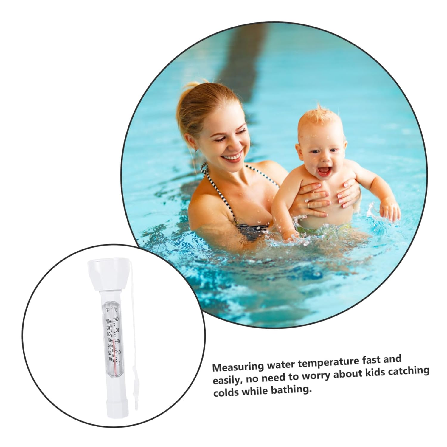 Ibasenice Floating Pool Water Thermometer with Celsius and Fahrenheit Display Accurate Temperature Measuring Gauge for Swimming Pools Spas Hot Tubs Baths and Ponds Convenient Floating Design image number 5