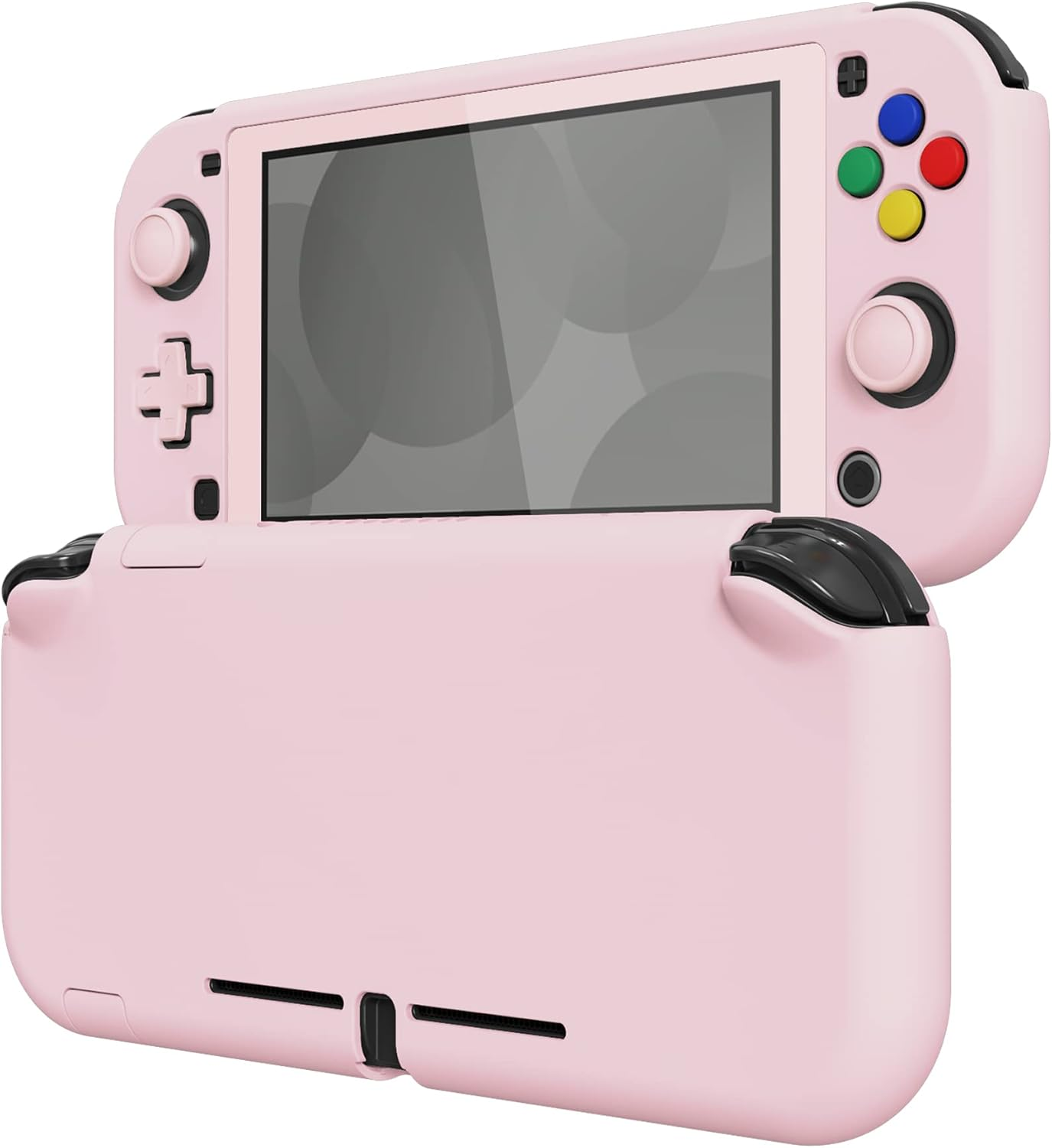 Extremerate Playvital Protective Grip Case for Nintendo Switch Lite, Cherry Blossoms Pink Hard Cover Protector for Nintendo Switch Lite - 1 X White Border Tempered Glass Screen Protector Included image number 4