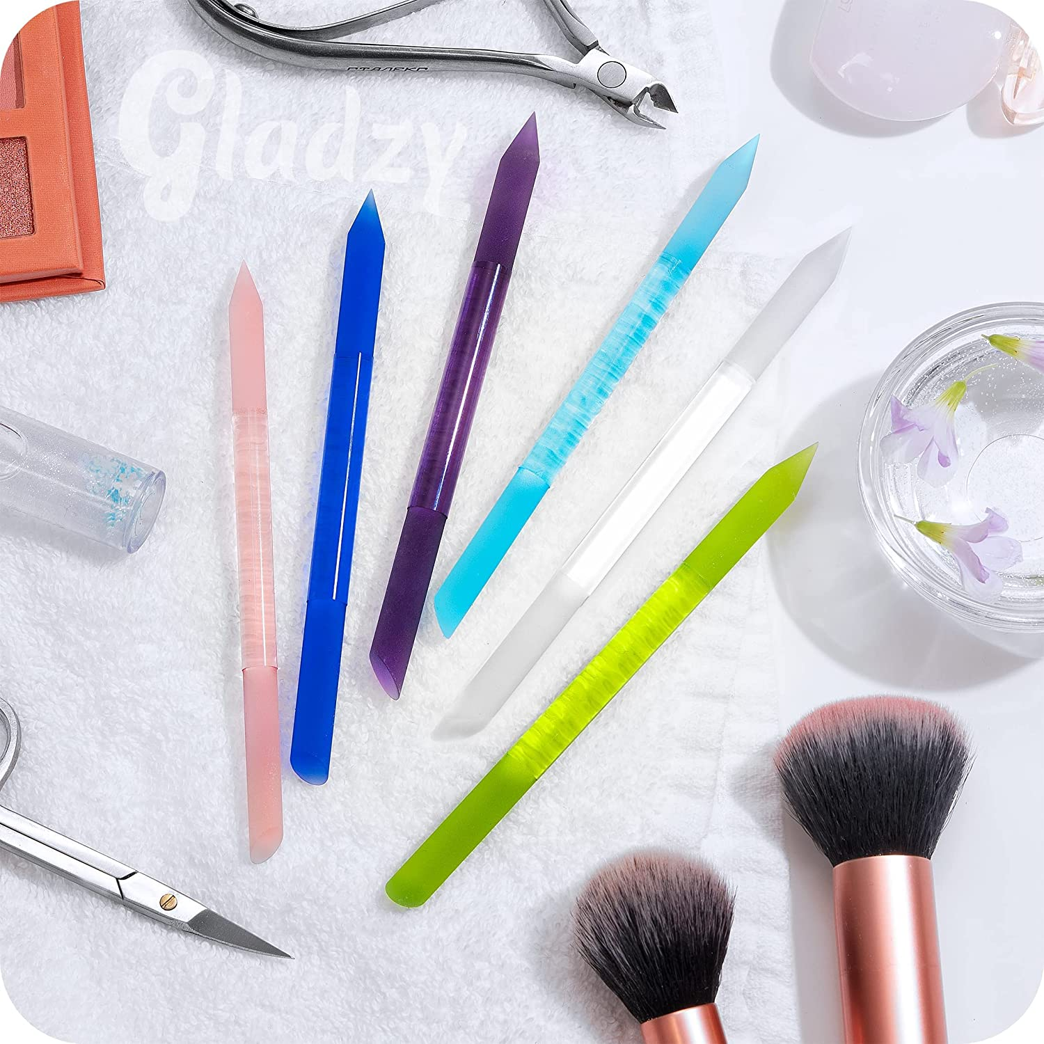 GLADZY Glass Cuticle Pusher - Manicure Cuticle Stick - Crystal Glass Cuticle Remover - Professional Nail Care Tool - Genuine Czech Quality Premium File Set