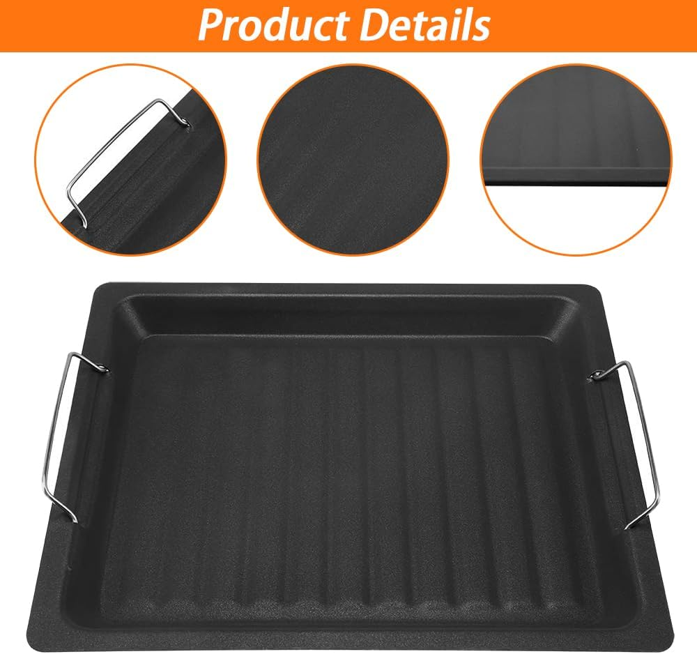 Nonstick Square Grill Pan, Stainless Steel Barbecue Pan, Grilling Frying Plate Formeats Steak Fish and Vegetables image number 3