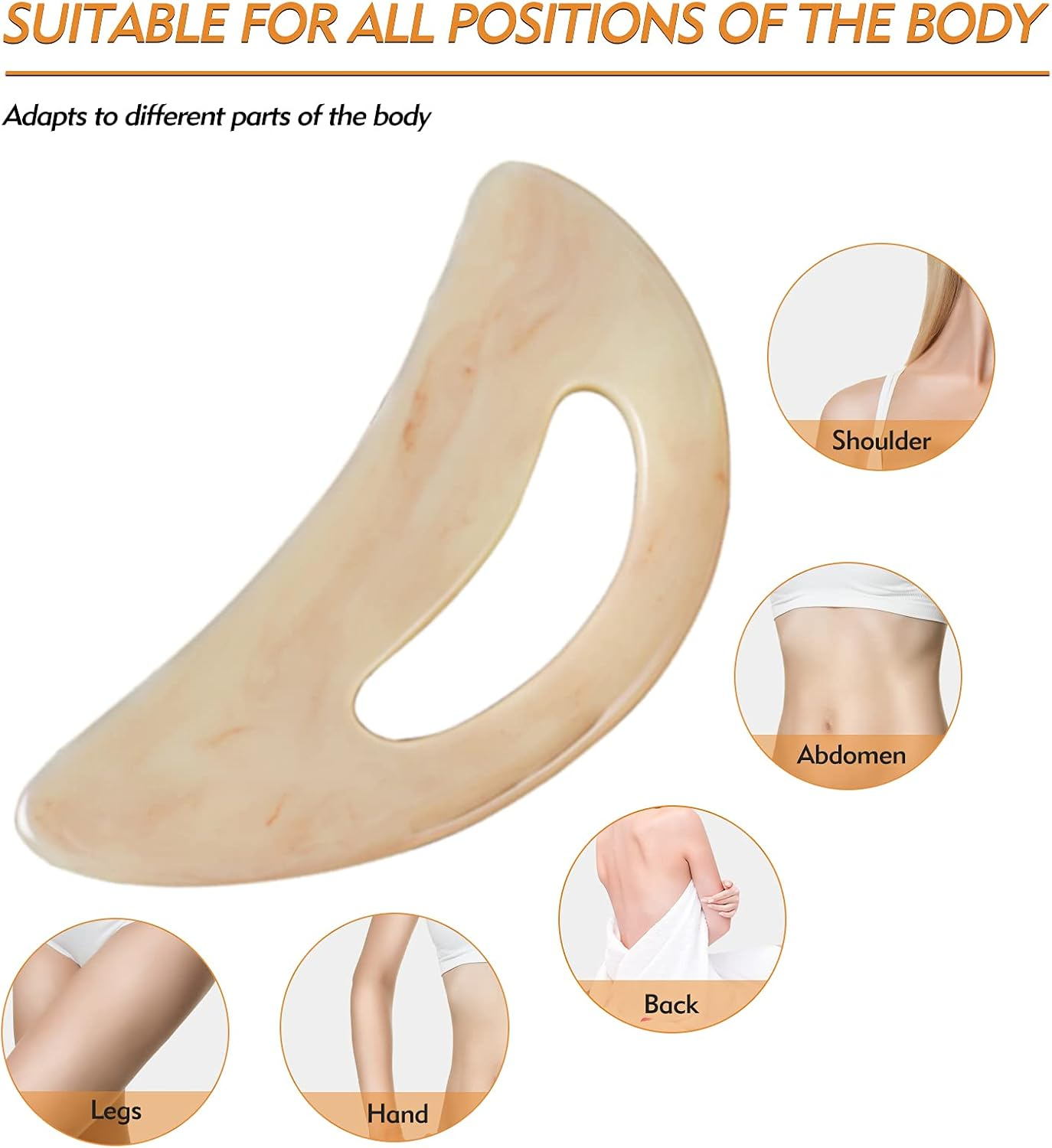 Large Gua Sha Massage Tool, Lymphatic Drainage Massager,Muscle Scraping Massage Tools,Body Sculpting anti Cellulite Tools for Man and Women (Bone) image number 4