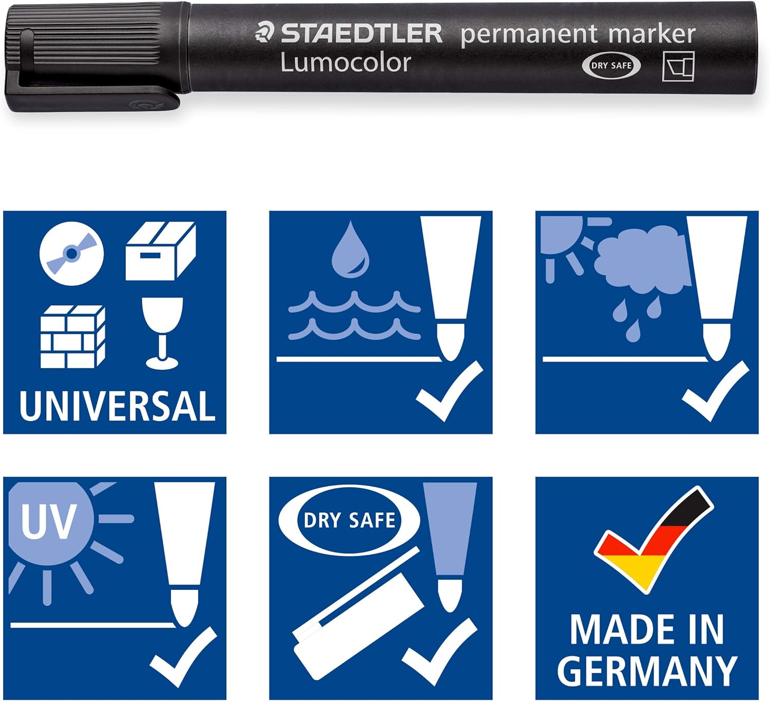 Staedtler 350 WP6-1 Lumocolor Permanent Markers with Chisel Tip, Assorted (Pack of 6) image number 6
