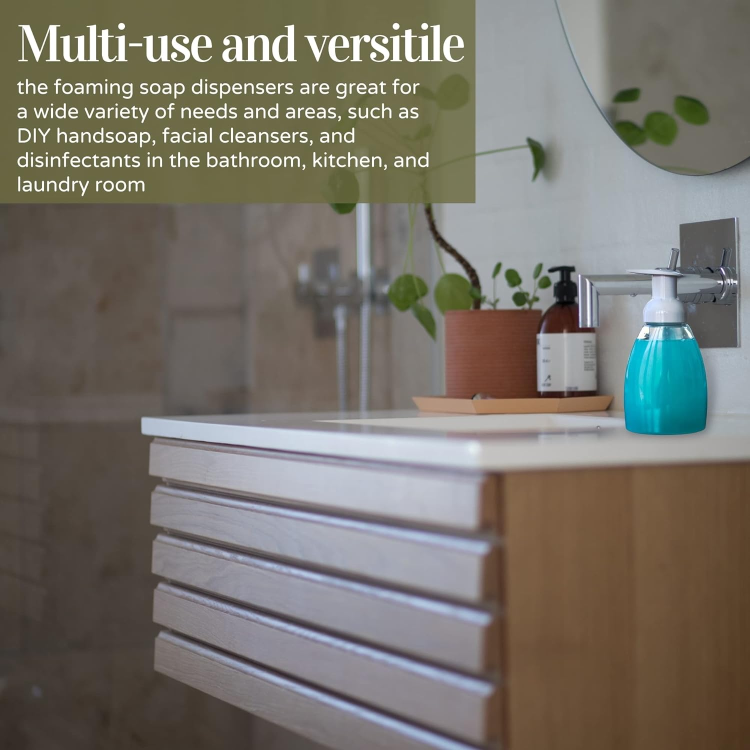 Clear Plastic Foaming Bathroom Countertop Soap Dispensers, Foaming Pump Bottles, Refillable Plastic Container for Liquid Soap, Compatible with Dr Bronner'S Pure Castile Soap 250Ml (8.5 Oz) - (3 Pack) image number 4