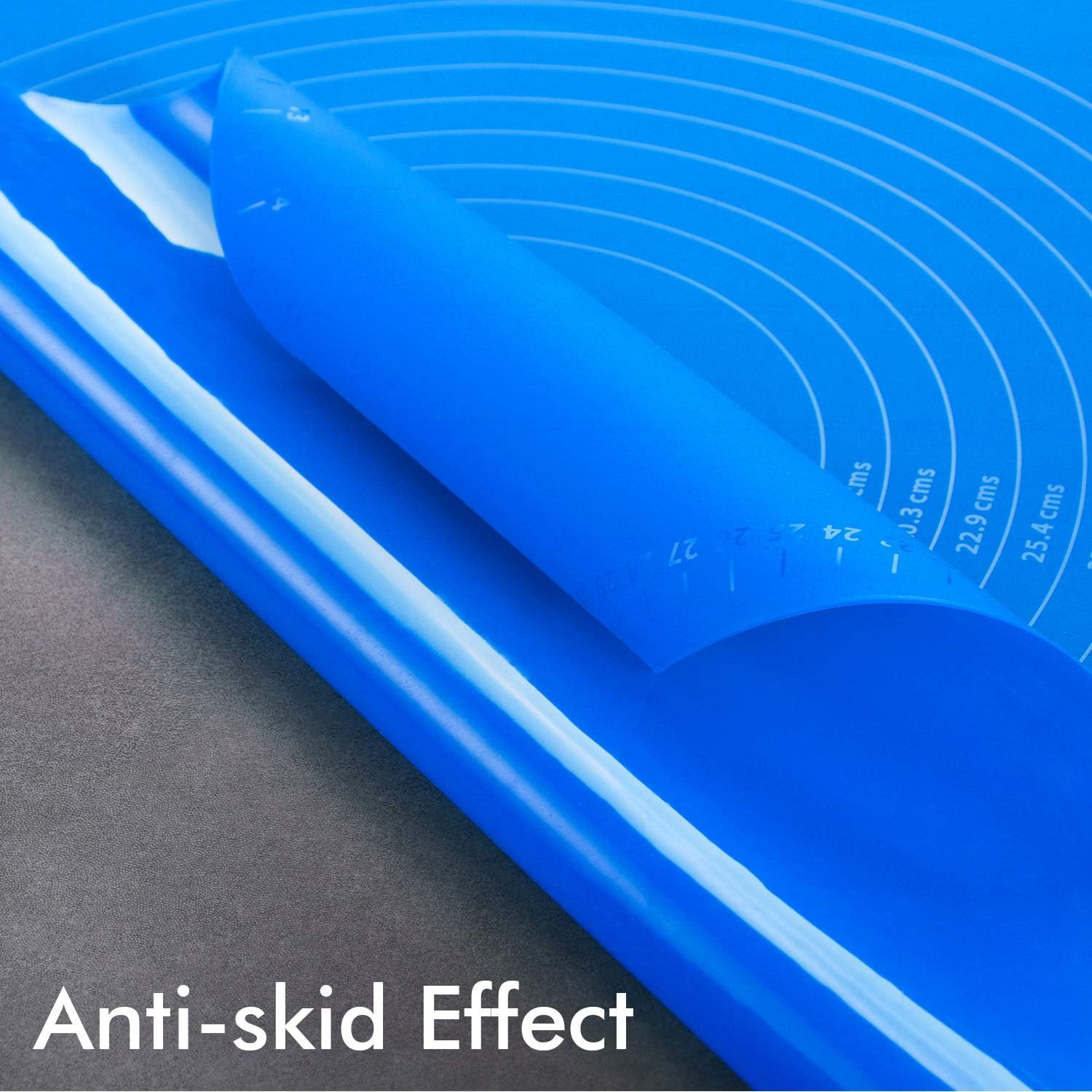 Silicone Baking Mat, Nonstick Extra Pastry Mat, Reusable Heat Resistant Able Mat Countertop Protector Dough Rolling Mat 20"X16" - Blue image number 6