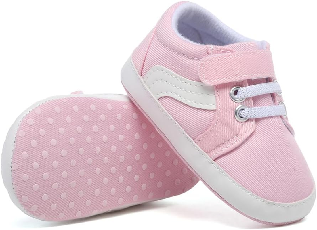 Baby Boys and Girls Celebrity High Top Sports Shoes Soft anti Slip Soles Newborn First Walker Canvas Fashionable Denim Shoes image number 1