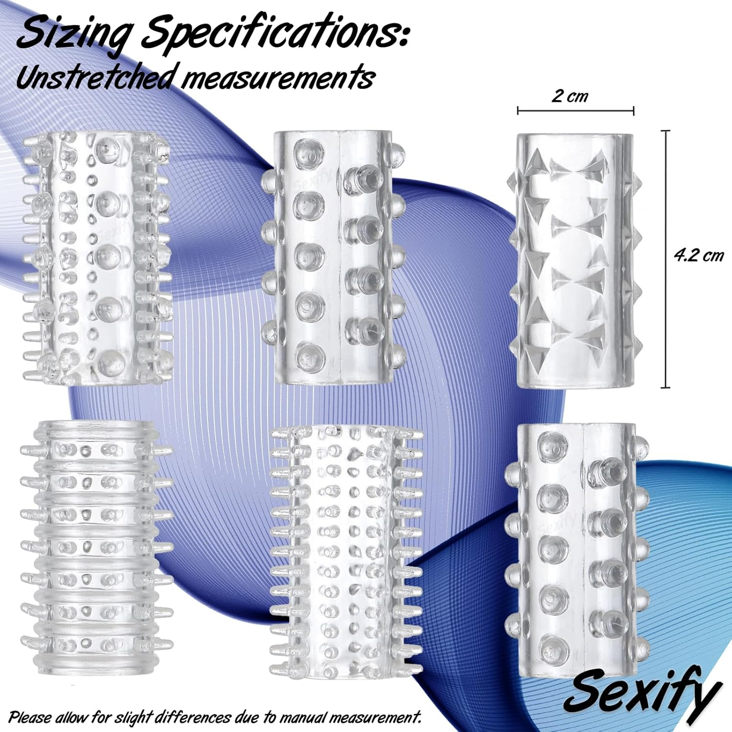 Small Penis Rings, Penis Sleeve Set, Cock Rings with 6 Pack Set Stretchy Textured Studded Stretchy, Erection Enhancing Enhance Men, Delay Tickler Dildo Extension Adult Sex Toys for Men Couple Sex Toy image number 6