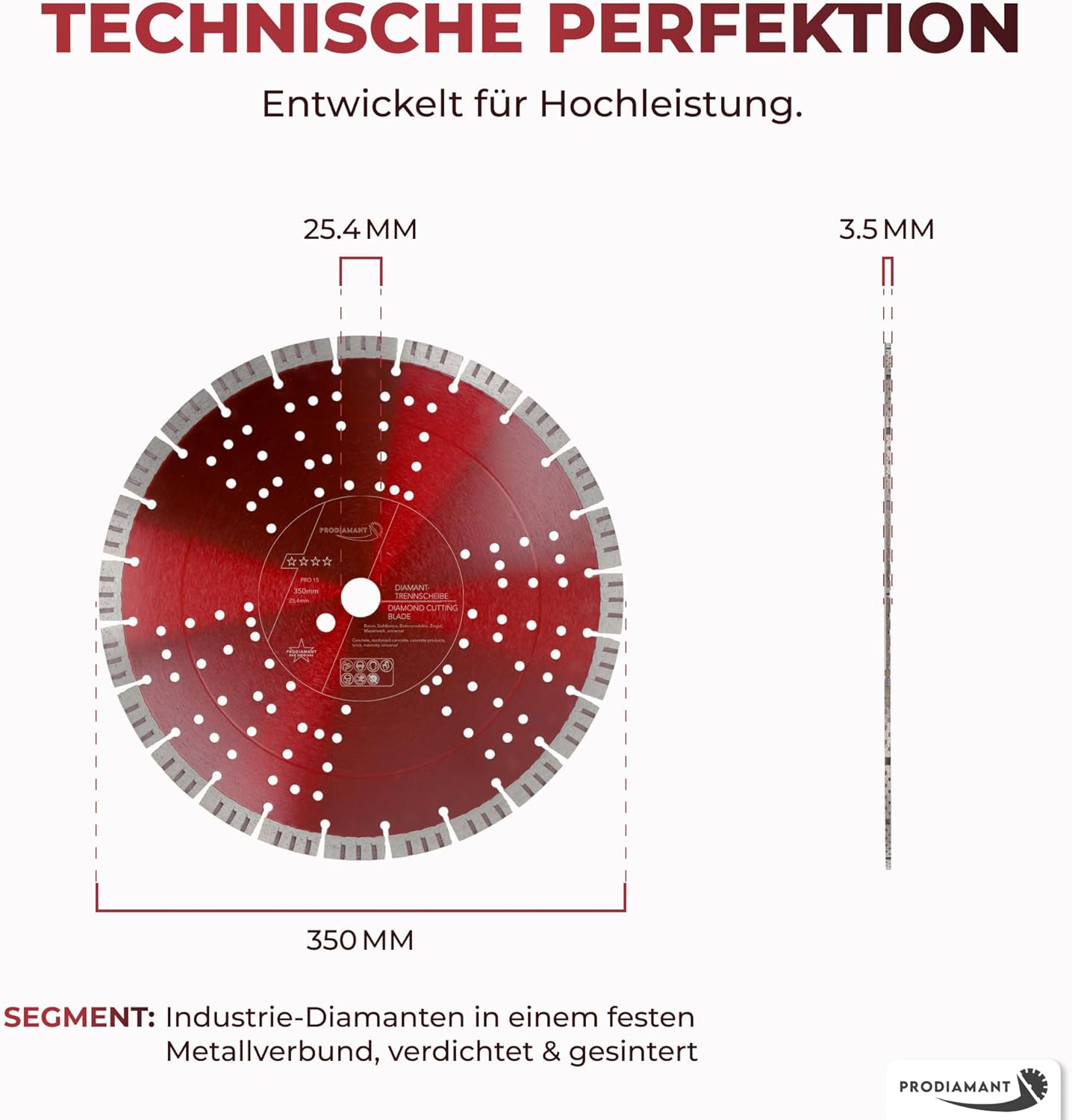 PRODIAMANT Premium Diamond Cutting Disc Concrete 350 Mm X 25.4 Mm Segment Height 15 Mm image number 6