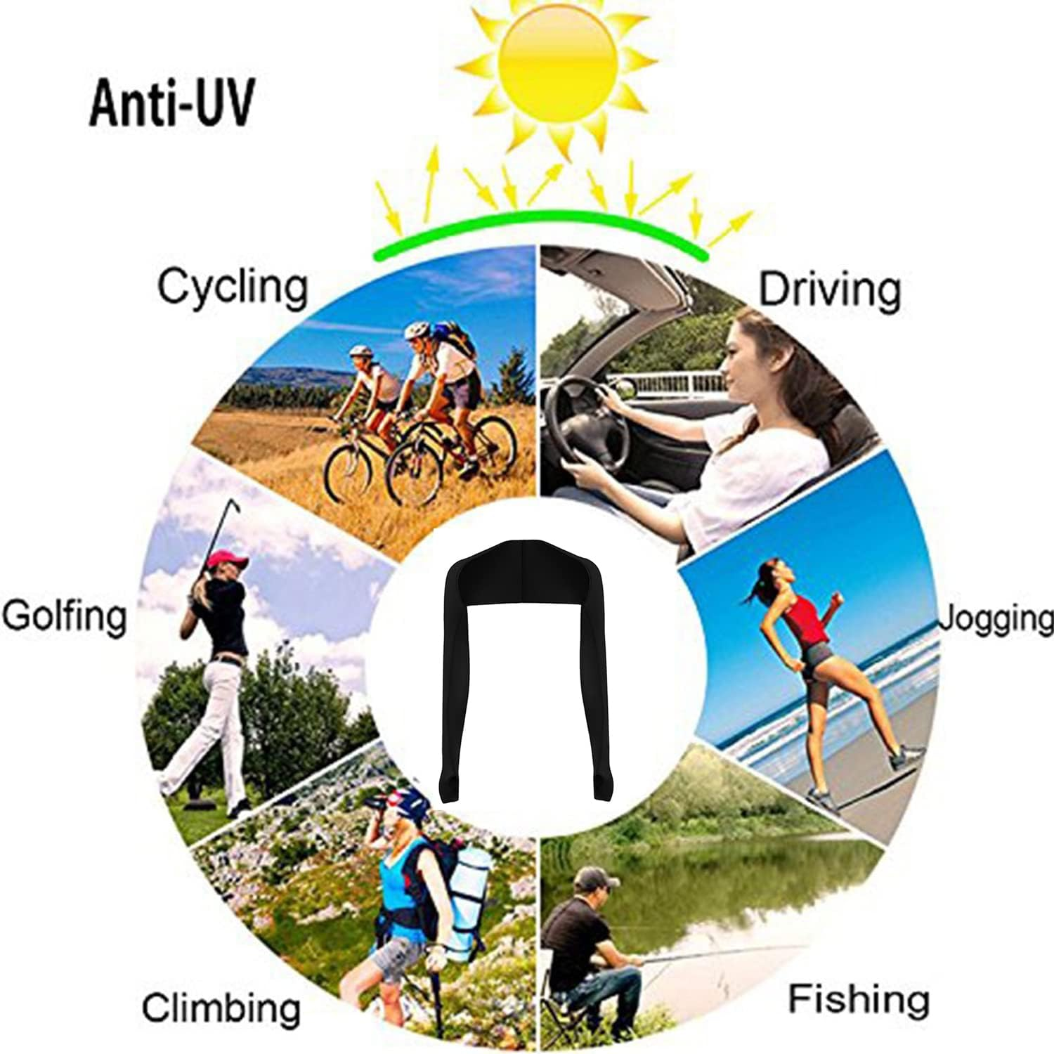 Women'S Cool Shawl Arm Sleeves with Finger Holes Premium Sun Protection Arm Sleeves for Golf Fishing Running Outdoor Sport image number 4