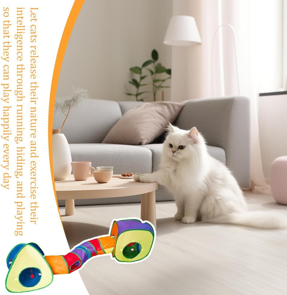 Cat Tunnels, Kitten Tunnel Tube,Cat Combination Tunnel,For Outdoor Indoor Supplies,For Kitten, Puppy, Kitty,With Play Ball and Bell,Peek Hole,Foldable,Pop Up image number 3