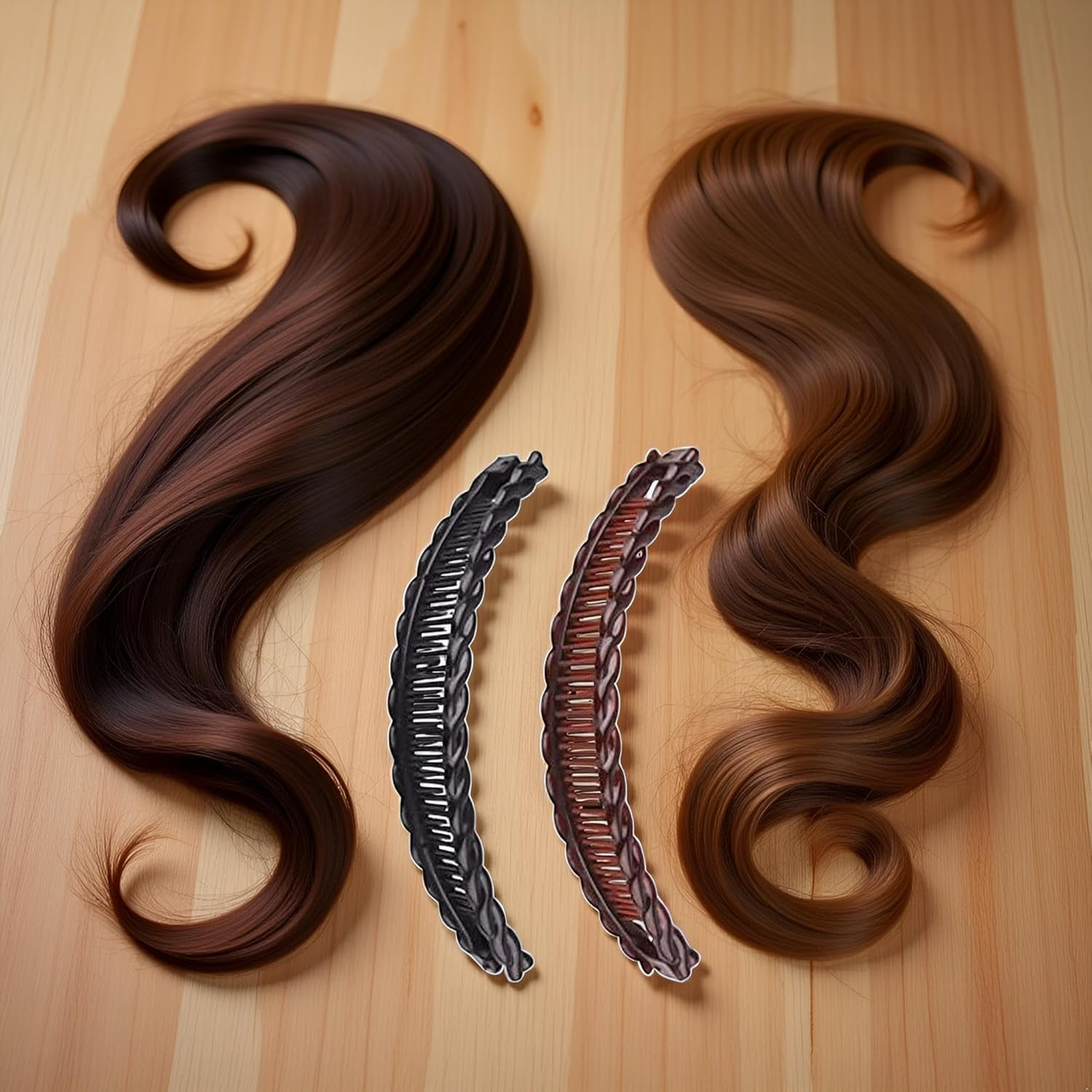 2 Pcs Large Banana Clips Fish Clips Long Hair Clips Comb Grip Hair Accessories (Black and Brown) image number 6